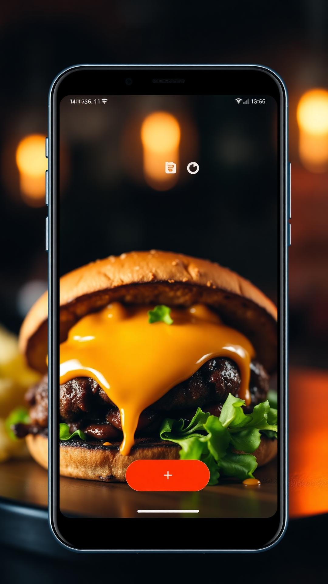 Preview do Cardápio Vivo em um celular mostrando hambúrguer artesanal
